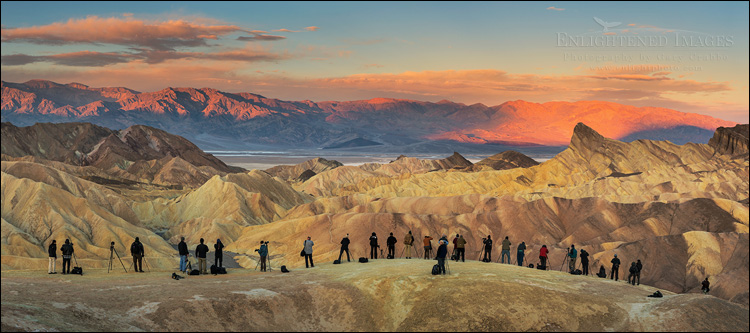 Image: Photographers lined up for the shot at Zabriskie Point, Death Valley National Park, California