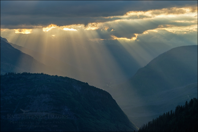Image: Sunbeams through storm clouds, Going-to-the-Sun Road, Glacier National Park, Montana