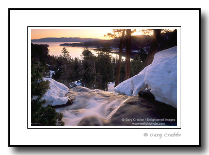 Stock Photo: Eagle Falls at sunrise in winter above Emerald Bay, Lake Tahoe, California