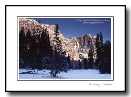 picture: Yosemite Falls in Winter from Yosemite Valley, California