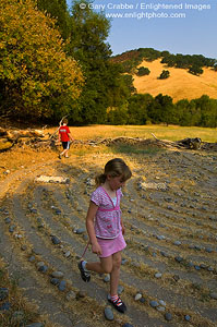 Kids walking in outdoor labyrinth