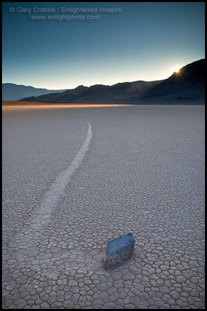 Picture: Mysterious moving rock on the Racetrack Playa at sunset, Death Valley National Park, California