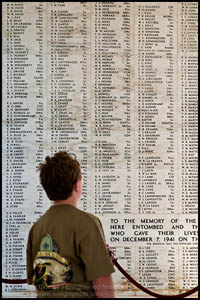 Photo: My son reading the Wall of Names at the USS ARIZONA Memorial, Pearl Harbor, Oahu, Hawaii