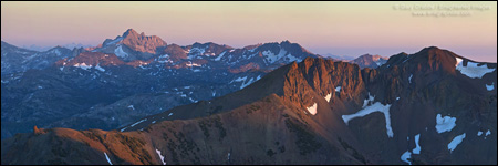 Picture: Panorama overlooking the Emigrant Wilderness at sunset near Sonora Pass, Tuolumne County, California