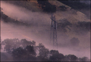 Photo: Morning fog over hills from Fremont Peak, near Hollister, California - Detail