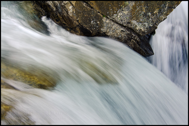 Image: Flowing water next to rock in waterfall (Detail), Horsetail Falls, Desolation Wilderness, California