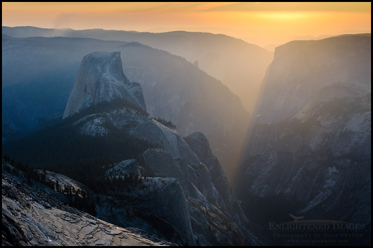 Image: Sunset over Yosemite Valley and Half Dome from the summit of Clouds Rest, Yosemite National Park, California