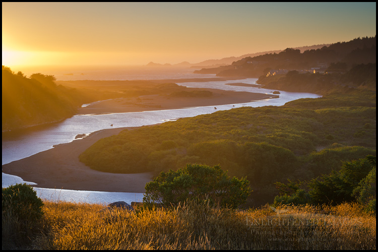 Image:  Sunset over the mouth of the Gualala River, on the border between the Sonoma and Mendocino County coastlines, Gualala, California