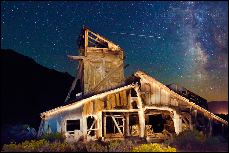 Image: Light-painted abandoned mine at night, Mono County, California