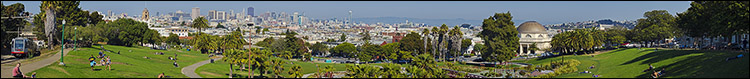 Image: Panorama looking out over the Mission District from Delores Park, San Francisco, California