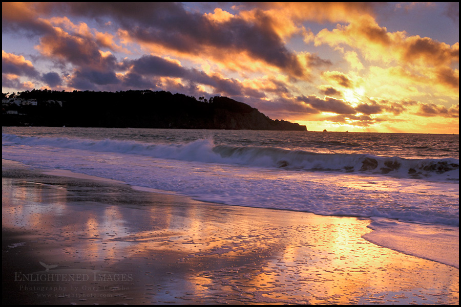 Image: Sunset over Lands End as seen from Baker Beach in the Presidio, San Francisco, California