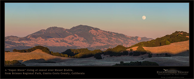 Image: Super-Moon rising over Mount Diablo, as seen from Briones Regional Park, Contra Costa County, California