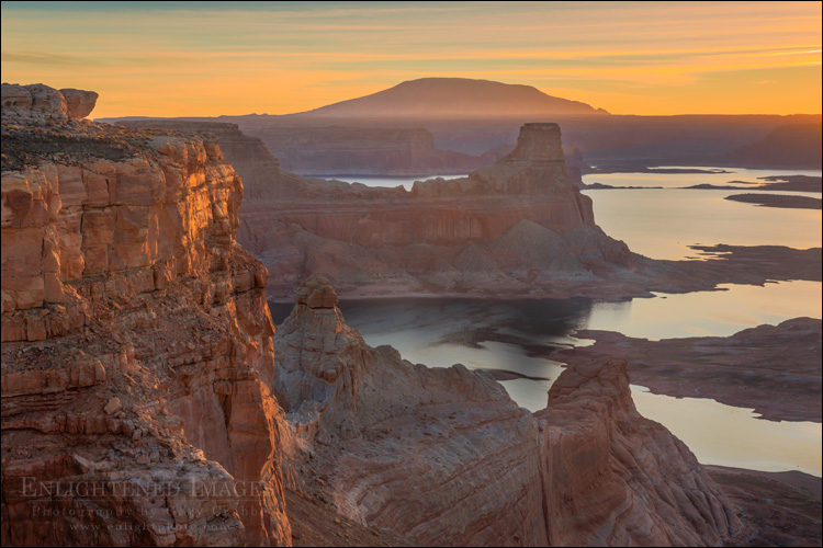 Image: Sunrise light over Lake Powell and Navajo Mountain, Glen Canyon NRA, Utah