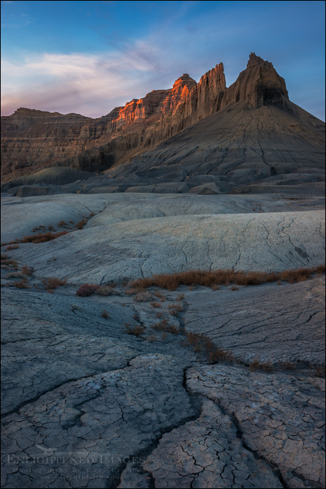 Image: Sunset light on butte in the Glen Canyon National Recreation Area, Utah