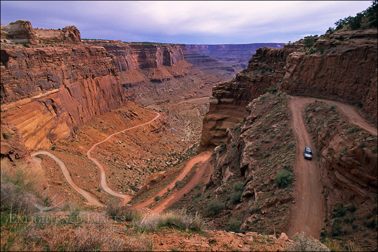 Image: Driving into Shafer Canyon, Island in the Sky District, Canyonlands National Park, Utah