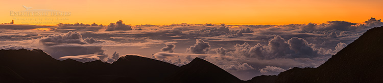 Image: Panorama of clouds at sunrise as seen from the summit of Haleakala National Park, Maui, Hawaii