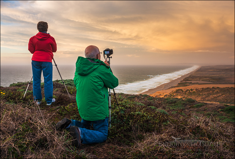 Image: Photography workshop participants shooting the sunset at the Point Reyes Headlands, Point Reyes National Seashore, Marin County, California