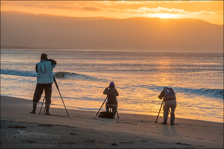 Image: Photographers shooting the sunrise at Drakes Beach, Point Reyes National Seashore, Marin County, California