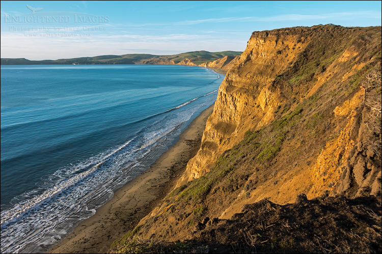 Looking out from the cliffs above Drakes Bay, Point Reyes National Seashore, Marin County, California