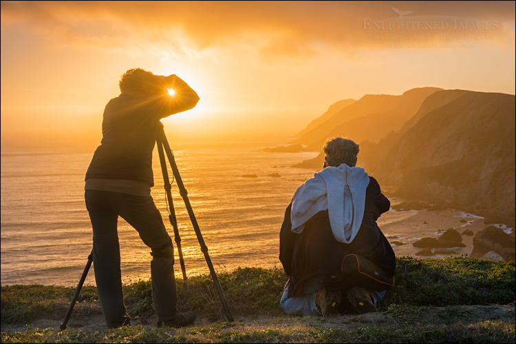 Image: Photographers shooting the sunset over the headlands at Point Reyes National Seashore, Marin County, California
