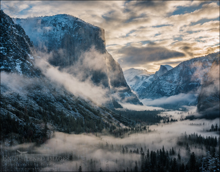 Image: Morning clouds and fog fill Yosemite Valley at sunrise from Tunnel View, Yosemite National Park, California
