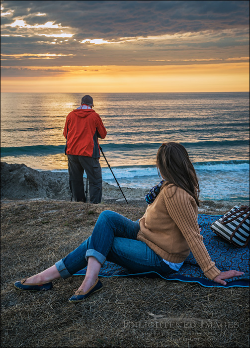 Image: The definition of a 'Photographer Couple' (vs. a couple of photographers) at sunset, San Gregorio State Beach, San Mateo County Coast, California