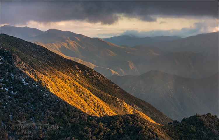 Image: Sunlight on the rugged mountain slopes of the Los Padres National Forest, Monterey County, California