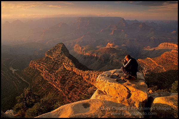 Photo: Tourist taking pictures of the sunset from Grandview Point, South Rim, Grand Canyon National Park, Arizona