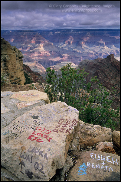 Photo: Tourist Graffiti on rock wall near Mather Point, South Rim, Grand Canyon National Park, Arizona