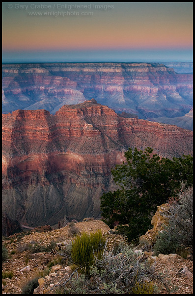 Photo: Colorful rock layers and cliffs as seen from Point Sublime at sunrise, North Rim, Grand Canyon National Park, Arizona
