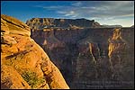 Picture: Sunset light on sandstone and steep cliff canyon walls at Toroweap Overlook, near Tuweep, North Rim, Grand Canyon National Park, Arizona