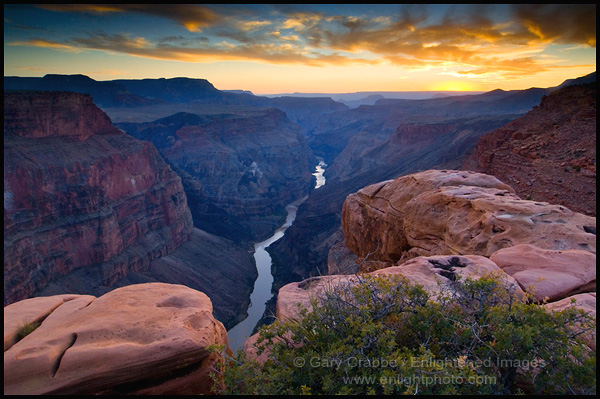 Photo: Sunset over the Colorado River from Toroweap Overlook, near Tuweep, North Rim, Grand Canyon National Park, Arizona