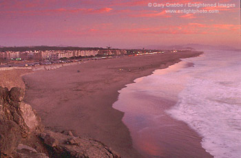 Sunset over Ocean Beach, from the Cliff House, San Francisco, California