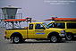 Lifeguard trucks and tower on sand at Ocean Beach, San Diego County Coast, California