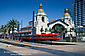 Old Historic Santa Fe Railroad Station and trolley Train, Downtown San Diego, California