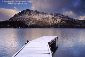 Stock photo image Fallen Leaf Lake and dock in winter.