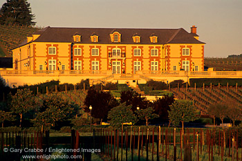 Sunrise Light on the Domaine Carneros Estate Vineyard Winery \Chateau, Napa County Wine Growing Region, California