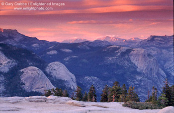 Sunset over the High Sierra from atop Sentinel Dome, Yosemite National Park, California