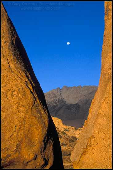 Picture: Moonset over Basin Mountain, Buttermilk Region, Eastern Sierra, California
