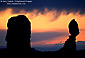 Stormy sunset behind Balanced Rock, Arches National Park, Utah