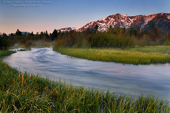 Morning light on Mount Tallac over Taylor Creek, near Lake Tahoe, California