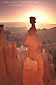 Sunrise light behind Thor's Hammer, Bryce Canyon National Park, Utah