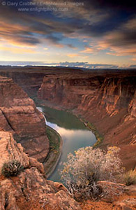 Sunset after a storm over the Colorado River, near Page, Arizona