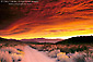 Alpenglow on storm clouds over dirt road at sunrise in the Eastern Sierra, near Bishop, California