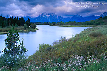 Storm clouds over the Grand Teton Range and Snake River, from Oxbow Bend, Grand Teton National Park, Wyoming