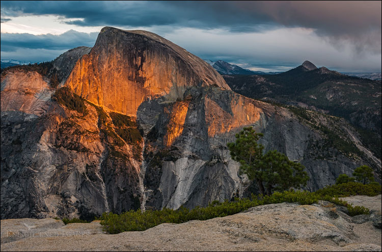 Image: Sunset light Half Dome during a fall storm, from North Dome, Yosemite National Park, California