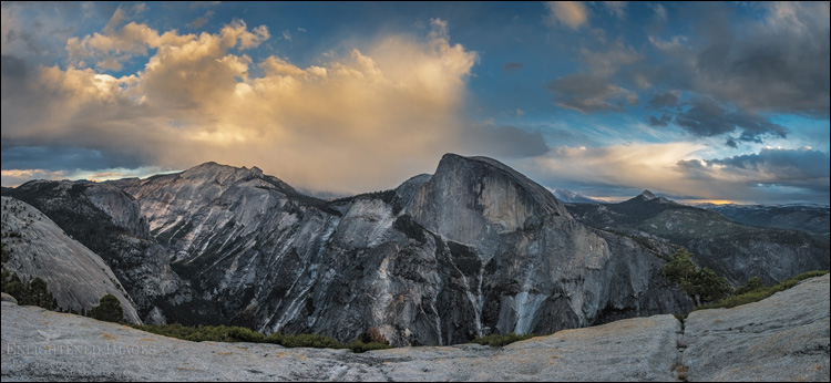 Image: Panorama of Half Dome and Clouds Rest as seen from North Dome, Yosemite National Park, California