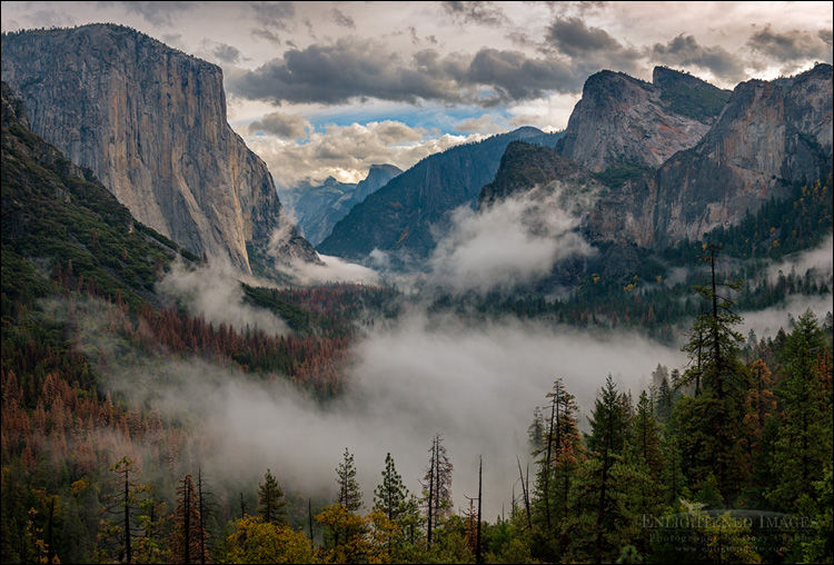 Image: Morning mist after a storm along the base of El Capitan in Yosemite Valley, as seen from Tunnel View, Yosemite National Park, California