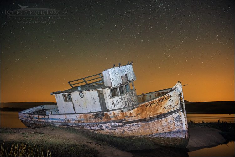 Photo: Stars over the wreck of the Point Reyes, Inverness, Marin County, California