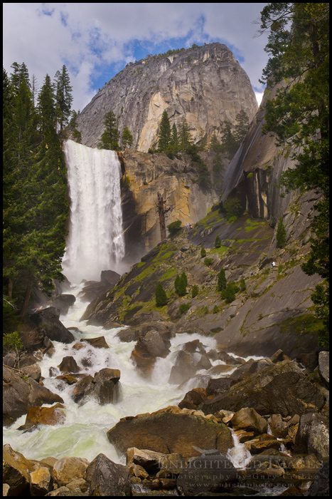 Photo: Vernal Fall as seen from the Mist Trail, Grand Staircase of the Merced River, above Yosemite Valley, Yosemite National Park, California - ID# VLY2-2683
